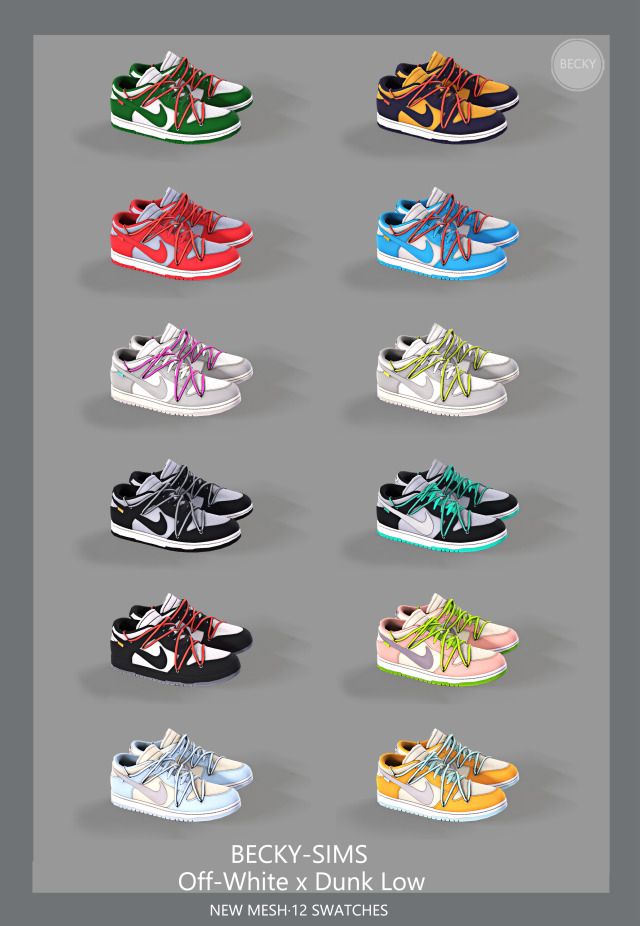 six pairs of sneakers with different colors and sizes