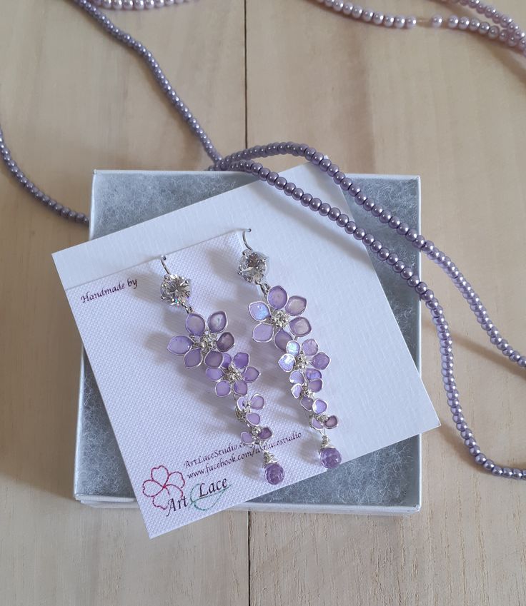 Lavender Jewelry, Handmade Earings, Lavender Jewellery, Violet Earrings, Cluster Earring, Lilac Earrings, Earring Bridal, Earring Long, Lavender Earrings