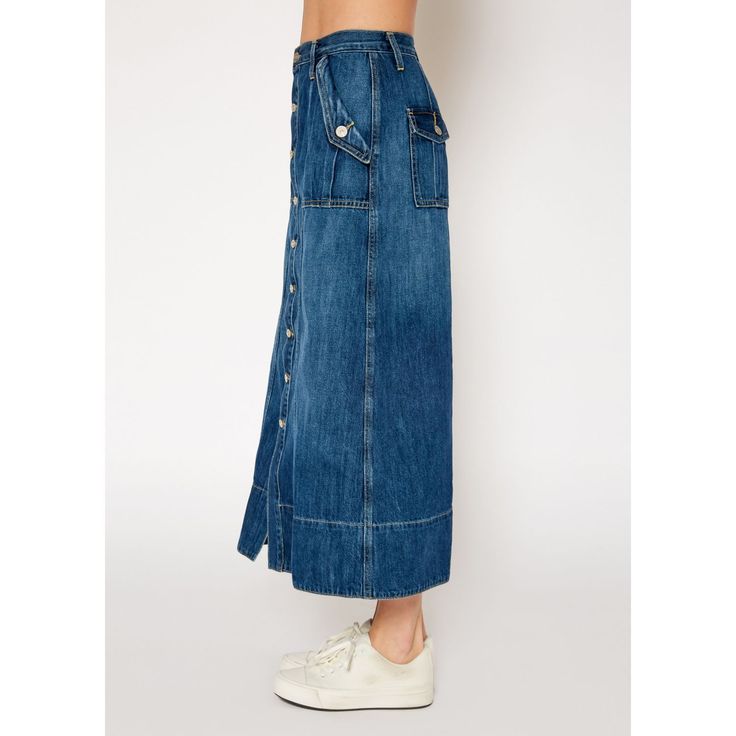 Rachel Utility Maxi Skirt In Irvin | Noend Denim | Wolf & Badger High Rise Dark Wash Maxi Skirt With Pockets, Utility Style Long Skirt With Cargo Pockets, Spring Straight Leg Maxi Skirt With Pockets, Spring Straight-leg Maxi Skirt With Pockets, Dark Wash Long Denim Skirt With Pockets, High Rise Denim Maxi Skirt With Pockets, Spring Maxi Skirt With Pockets And Straight Leg, Long Denim Skirt With Pockets In Medium Wash, Casual Denim Maxi Skirt With Pockets