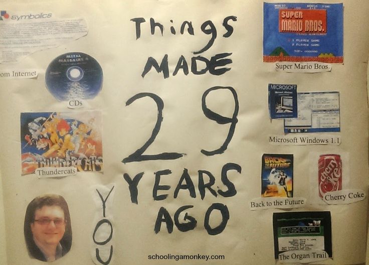 a sign that says things made 29 years ago on the side of a refrigerator door