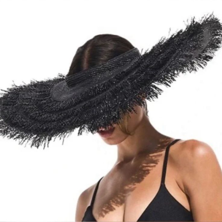 Cult Gaia Visor Nwt One Size Black ‘Laszlo’ Hat From Cult Gaia. Crafted From Woven Raffia Material, This Item Features A Wide Brim With Fringe Edges And A Gold-Tone Metal Logo Plaque. Material: 50% Cotton, 50% Polyamide Measurements: Brim: 6.75in / 17cm Crown: 0.75in / 2cm Circumference: 21.25in / 54cm Color: Black Perfect For Summer Vacation High Crown Straw Hat For Vacation, Chic Fedora Party Hat, Black Straw Hat With Curved Brim For Evening, Evening Fedora Straw Hat, Evening Fedora Straw Hat For Kentucky Derby, Fedora Straw Hat For Kentucky Derby Evening, High Crown Straw Hat For Beach, Summer Party Fedora Costume Hat, Black High Crown Hat For Summer