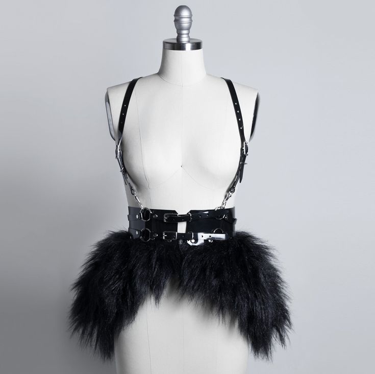 FUR BUSTLE PEPLUM HARNESS - APATICO - 1 Dark Gothic Aesthetic, Gown Belt, Gothic Queen, Shoulder Harness, Harness Fashion, Trend Shoes, Bustle Skirt, Skirt Shorts, Shoes Photo