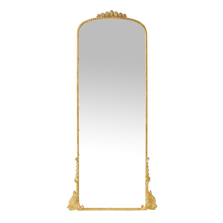 an ornate gold framed mirror on a white background