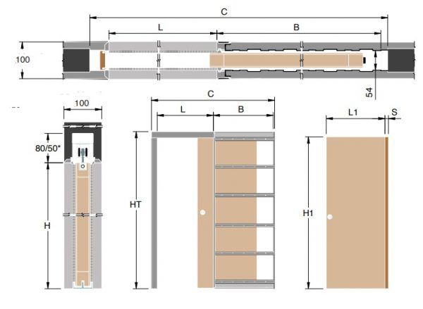 the drawing shows how to make a sliding door with an open side and bottom section