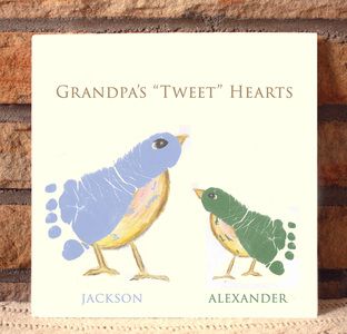 a card with two birds on it and the words grandpa's tweet hearts