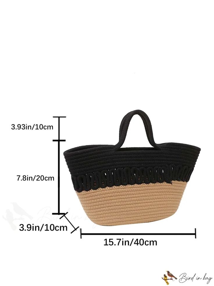 BirdinBag - Stylish Woven Tote Handbag, Spacious and Versatile, Ideal for Work, Leisure, and Shopping Black Bucket Canvas Bag For Shopping, Black Large Capacity Bucket Bag For Beach, Black Large Capacity Bucket Bag For Vacation, Black Bucket Bag With Large Capacity For Vacation, Black Straw Bag With Handles For Vacation, Black Handheld Canvas Bag With Top Carry Handle, Black Bucket Shoulder Bag With Top Carry Handle, Black Large Capacity Straw Tote Bag, Black Large Capacity Tote Straw Bag