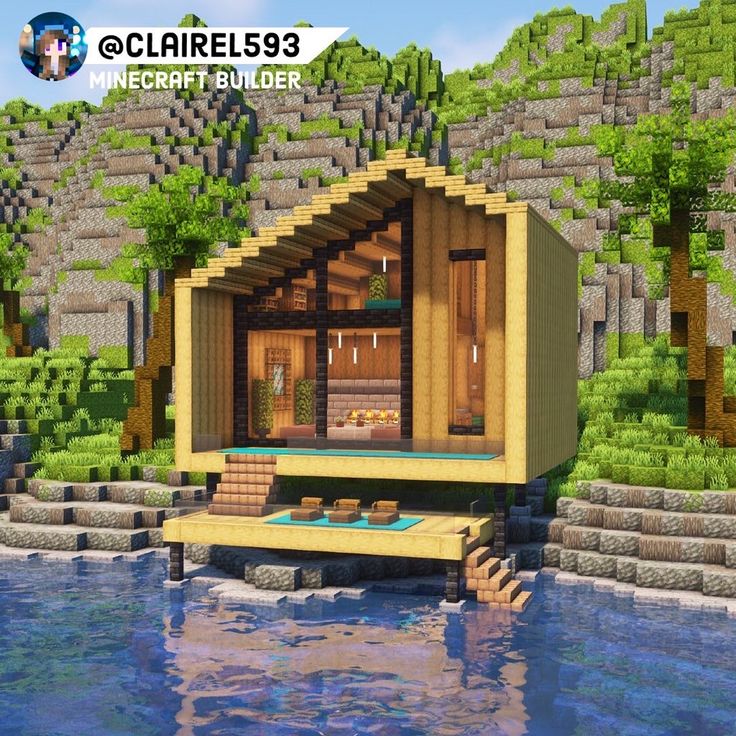 a small house built into the water in minecraft