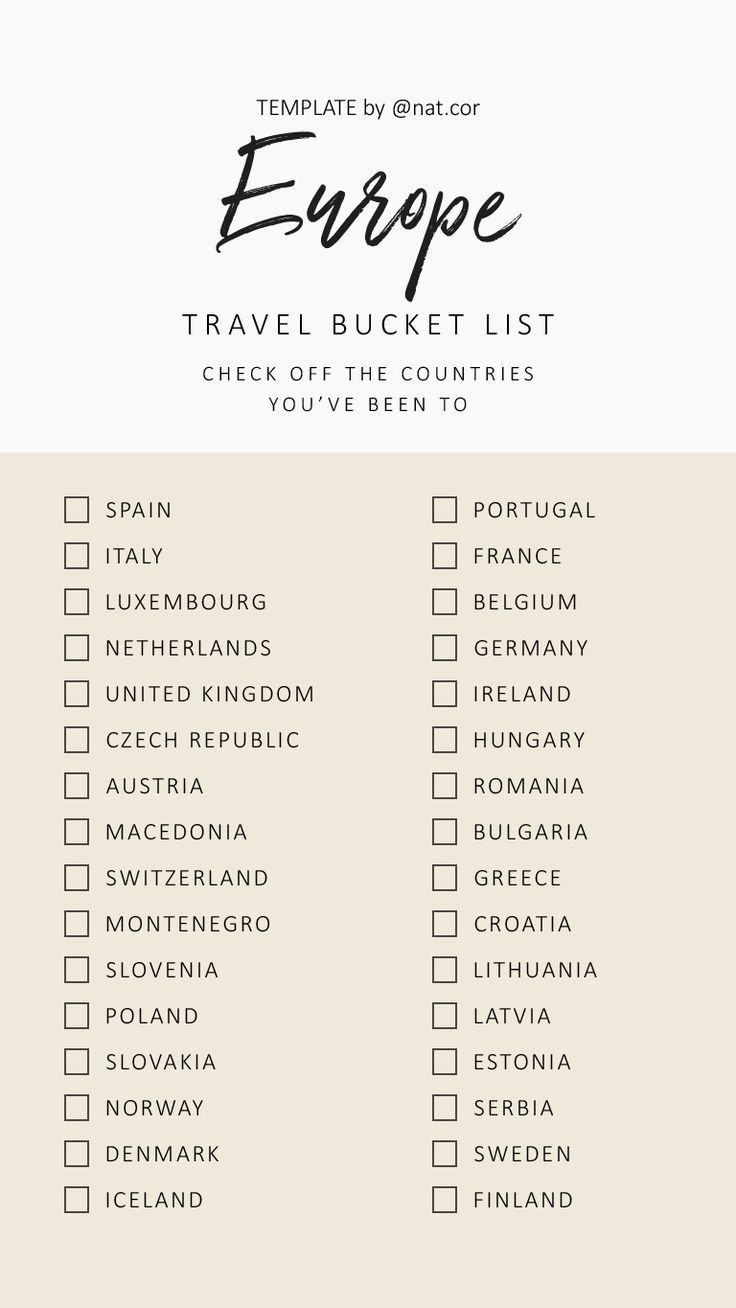 the travel bucket list for europe is shown in black and white, with text overlaying