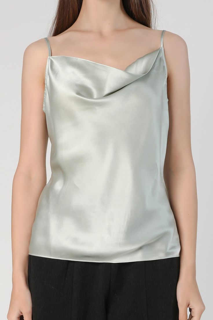 This graceful silk cowl neck camisole is made with premium mulberry silk. Adjustable shoulder strap allows you to tailor the neckline to your fitting. Style #: WWSH906 Silk Camisole, Morning Light, Mulberry Silk, Light Beige, Cowl Neck, Shoulder Strap, Silk