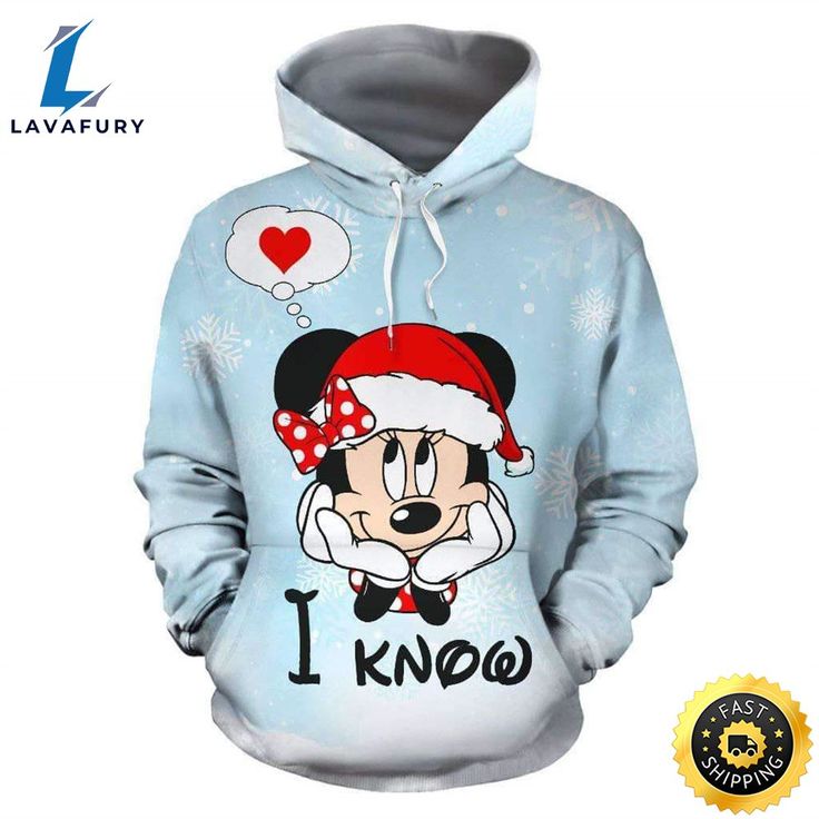 Minnie I Know 3D Printed… Im Lucky, Hoodie Collection, Lucky To Have You, Fabric Cuff, Hoodie Material, Anime Hoodie, Print Hoodie, Zipper Hoodie, Unisex Fashion