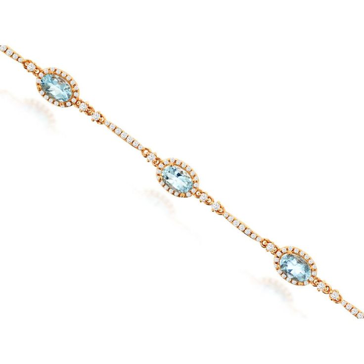 Enchanted Rose: Royal 14K Rose Gold Aquamarine & Diamond Bracelet Elegant Blue Topaz Bracelet, Elegant Gold Bracelets With Blue Topaz, Elegant Aquamarine Bracelet Jewelry, Elegant Gold Aquamarine Bracelet, Elegant Blue Topaz Bracelets For Weddings, Elegant Blue Aquamarine Bracelets, Ethereal Centerpiece, Aquamarine Color, Enchanted Rose