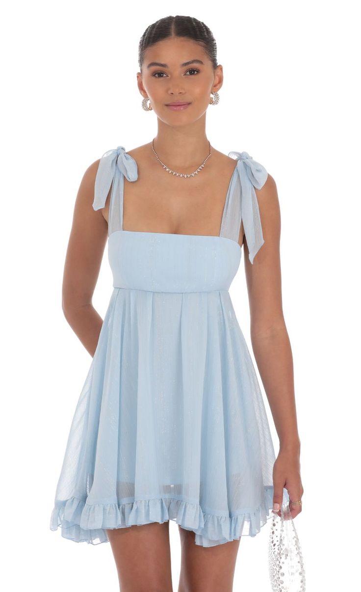 Blue Hoco Dress, 8th Grade Formal Dresses, Cute Formal Dresses, School Dance Dresses, Winter Formal Dresses, Blue Dress Short, Lucy In The Sky, Light Blue Dresses, Sorority Outfits