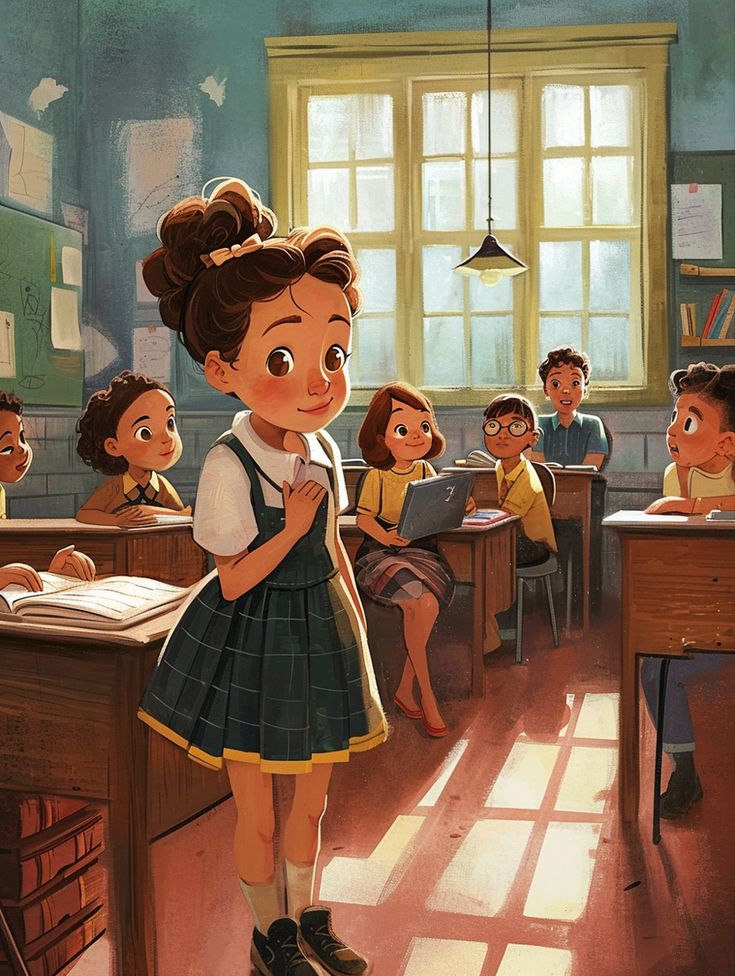 School Illustration Art, School Building Illustration, Children's Book Illustration Styles, Child Books Illustration, Character Goals, Paul Corfield, Classroom Illustration, Raina Telgemeier, Storybook Illustration