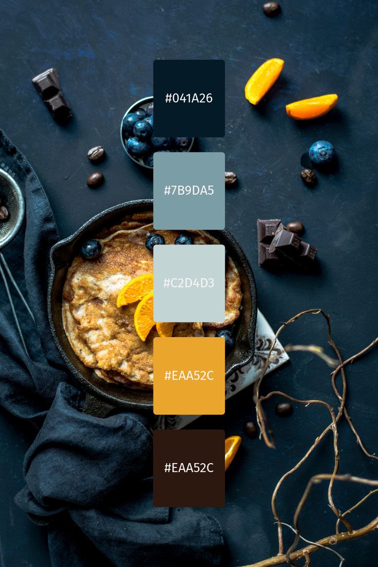 an overhead view of a bowl of oatmeal with blueberries and oranges