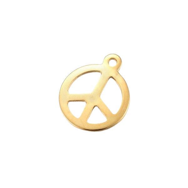 Gouden peace sign bedel. Ideaal voor aan een bedelketting of armband. Symbolic Round Peace Sign Jewelry, Adjustable Nickel-free Gold Charms, Nickel-free Brass Pendant Charm, Gold Peace Sign Jewelry Gift, Gold Jewelry With Peace Sign For Gift, Gold Hypoallergenic Metal Charm Necklaces, Hypoallergenic Gold Metal Charm Necklaces, Hypoallergenic Gold Metal Charm Necklace, Hypoallergenic Gold Charm Necklace