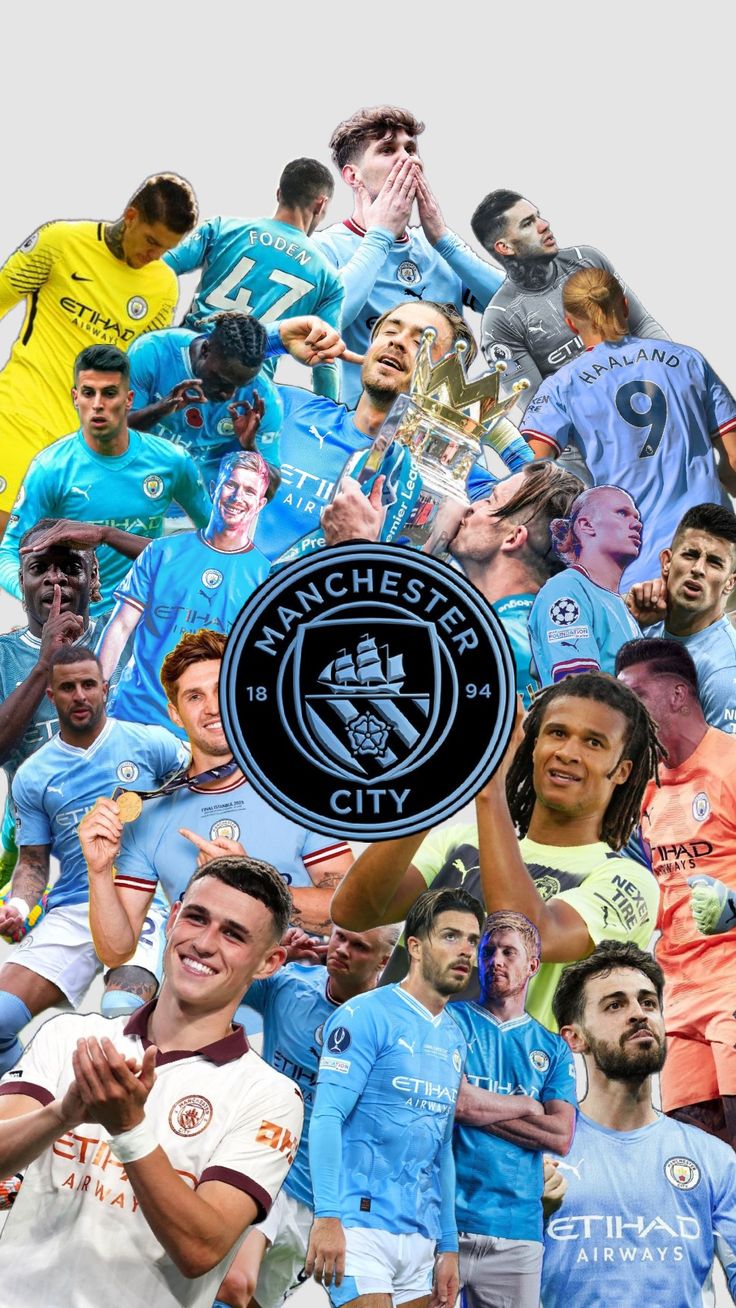 a collage of soccer players holding up their trophies and posing for pictures with each other