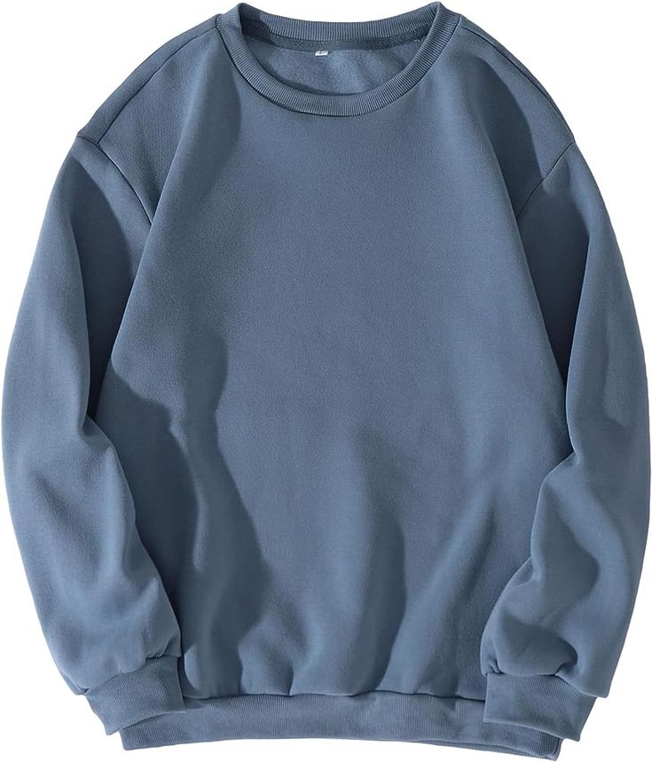 Verdusa Women's Oversized Fall Sweatshirt Round Neck Long Sleeve Drop Shoulder Pullover Top Grey Blue S at Amazon Women’s Clothing store Round Neck Sweatshirts, Round Neck Sweaters, Loose Tops, Brown Fashion, Casual Fits, Drop Shoulder, Women Long Sleeve, Sweatshirts Women, Sweat Shirt