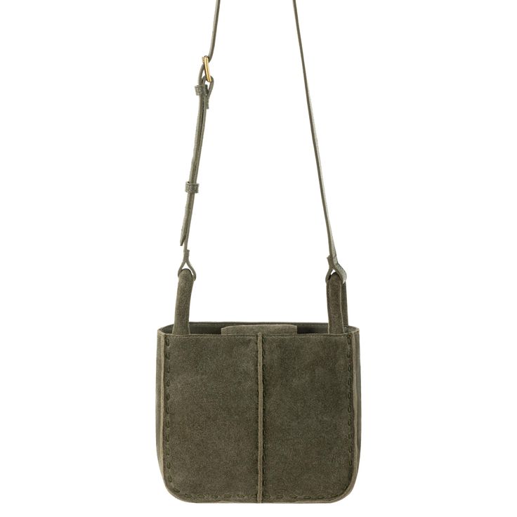 The Sak Los Feliz Mini Crossbody  - |Suede - Moss Suede| Leather Bags With Cell Phone Pocket For Work, Leather Work Bags With Cell Phone Pocket, Leather Work Bag With Cell Phone Pocket, Leather Utility Bag For Everyday Use, Functional Leather Shoulder Bag With Pockets, Utility Leather Bag For Everyday Use, Versatile Leather Shoulder Bag With Snap Closure, Versatile Leather Bag With Snap Closure, Casual Work Bags With Snap Closure