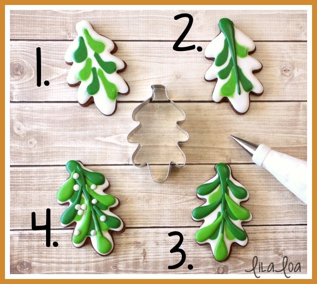 Mistletoe decorated sugar cookies -- a cookie decorating tutorial for Christmas Cookie Decorating Tutorial, Decorated Cookies Tutorial, Winter Cookie, Tree Cookies, Sugar Cookie Designs, Christmas Tree Cookies, Decorated Sugar Cookies, Pretty Cookies, Xmas Cookies