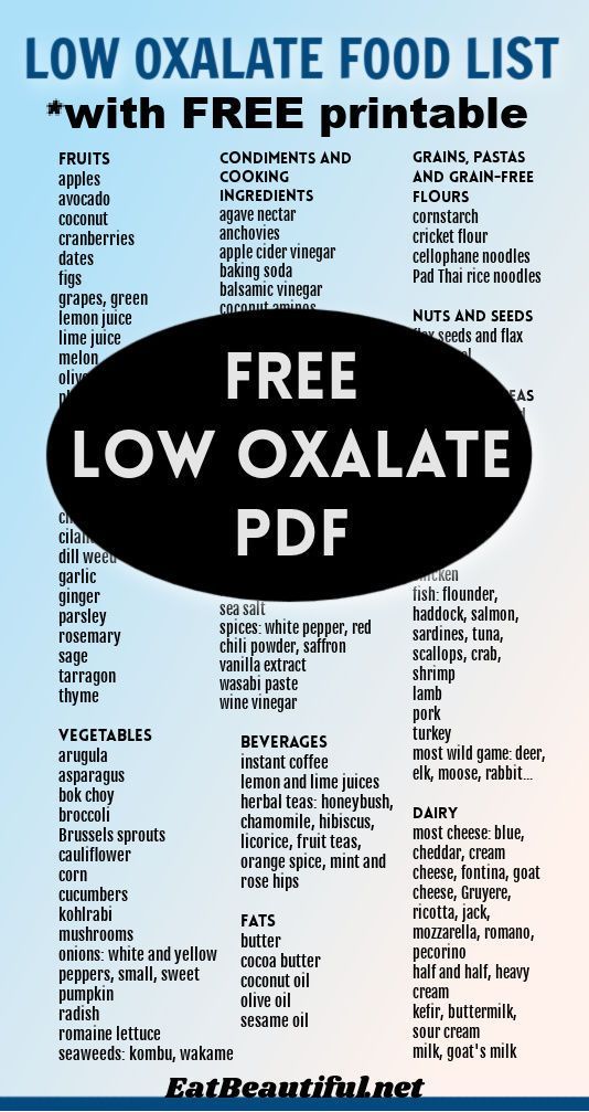 the low oxalate food list with free printable