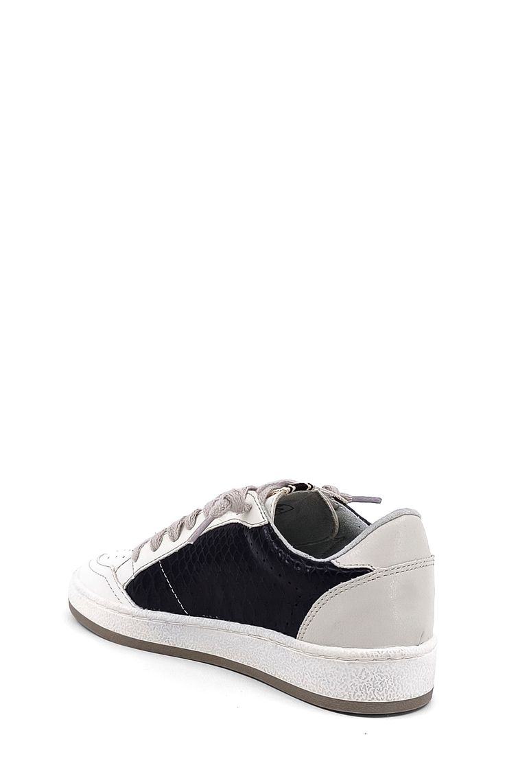 Cool contrasting details bring eye-catching allure to this sporty low-top sneaker, complete with a lightly distressed bumper midsole for a coveted look. Cushioned footbed Synthetic upper/textile lining/synthetic sole Imported Black Sneakers With Textured Upper And Round Toe, Sporty Skate Shoes With Textured Sole, Low-top Sneakers With Speckled Midsole For Light Sports, Black Textured Upper Sneakers With Round Toe, Trendy Low-top Sneakers With Textured Upper, Casual Sneakers With Textured Upper And White Sole, Textured Upper Lace-up Sneakers For Sports, Textured Lace-up Sneakers For Sports, Sporty Low-top Skate Shoes With Textured Sole