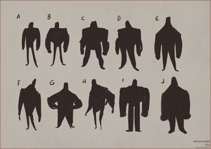 the silhouettes of men in different poses are shown on a white paper with black ink