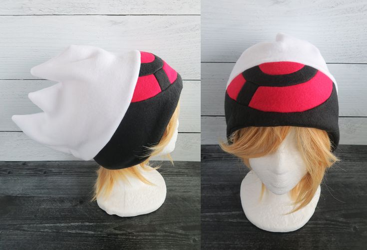 These hats are made from fleece. The white part of the hat is malleable and pictures are an example of what you can do with it. ⫸ Perfect for: fans, cold weather, costumes, or conventions. Very warm! ⫸ Size: Fits anyone age 5+, one size fits most. Circumference about 24-25 in.⫸ Care instructions: I recommend hand wash but should be fine in machine wash cold.All hats are made in a smoke-free, pet-free environment. All hats are made with a sewing machine. Patterns and designs are drawn, cut, and m Weather Costumes, Sapphire Pokemon, Pokemon Hat, Fleece Hat, What You Can Do, Sewing Machine, Cold Weather, The White, You Can Do