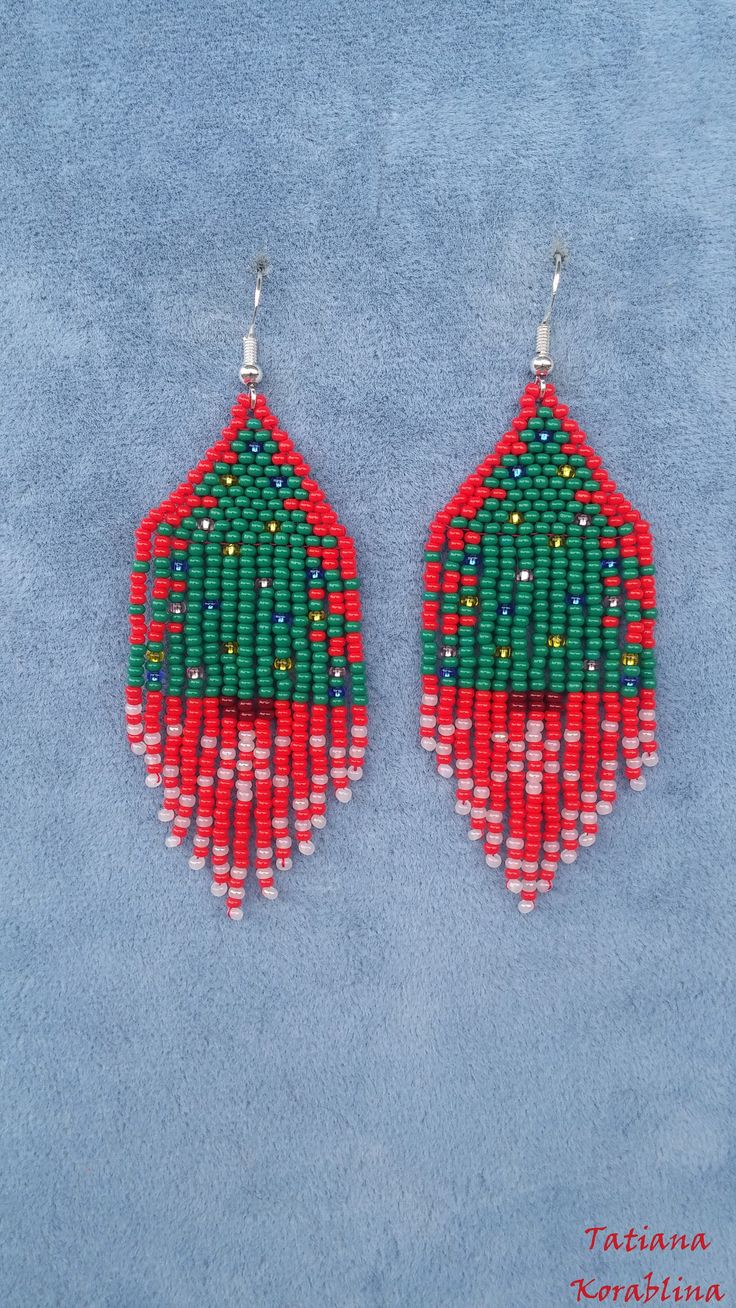 Handmade Jewelry For Christmas Crafting, Handmade Beaded Earrings For Holiday Gifts, Handmade Beaded Earrings For Christmas Crafting, Christmas Beaded Dangle Earrings With Ear Wire, Christmas Dangle Beaded Earrings With Ear Wire, Christmas Dangle Beaded Earrings With Colorful Beads, Holiday Handmade Beaded Earrings Gift, Christmas Beaded Round Earrings, Christmas Colorful Beaded Dangle Earrings