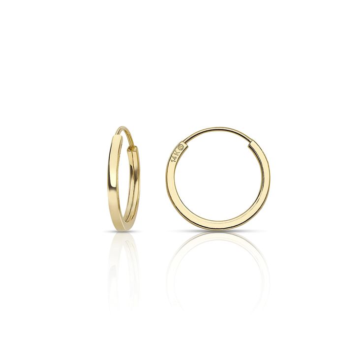 PRICES MAY VARY. Hoop Size. Tiny measures 10.0mm (0.39”) outer size & 8.0mm (0.31”) inner size. The width of the flat endless hoop earrings is 1.0mm (1/32”). Crafted in 14k Gold. All our flat endless hoops are brand new without tags with an Authenticated logo and stamp of 14k. We do not sell tarnished products such as gold-filled, gold-plated, or vermeil. All our 14k gold flat endless hoop earrings and crafted in legal safety standards nickel-free and lead-free for anyone with sensitive skin. St Gold Flats, Hoop Earrings Small, Gold Hoops, Bye Bye, Jewelry Earrings Hoops, Gold Hoop Earrings, Sensitive Skin, Solid Gold, Gold Filled