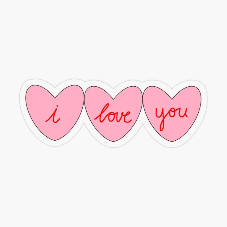 three heart shaped stickers with the words i love you