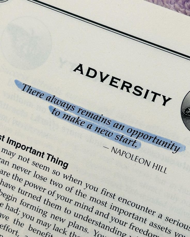 there is an advert on the back of a book that says, adversity