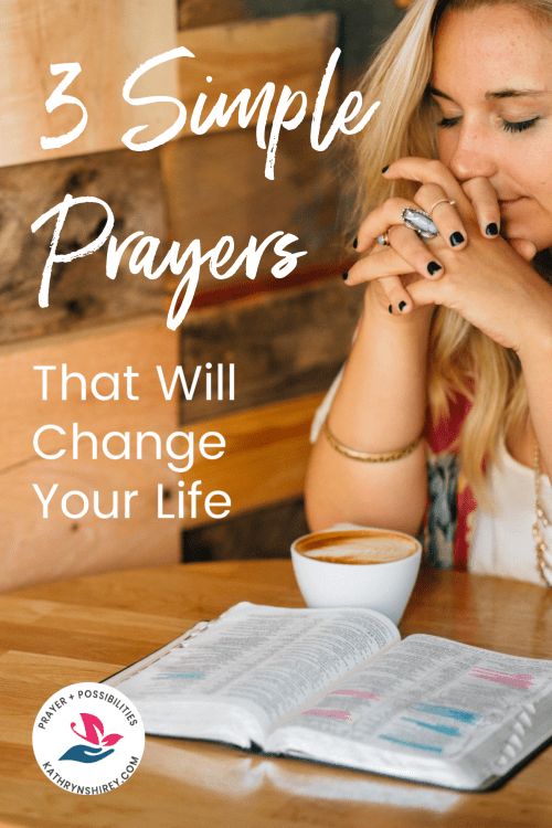 a woman sitting at a table with a cup of coffee in front of her and the words, 3 simple prayer papers that will change your life