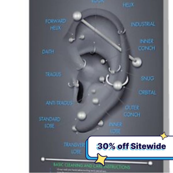 the poster is advertising an inflatable ear and has words on it that read,'30 % off site divider '