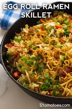 egg roll ramen skillet recipe in a pan