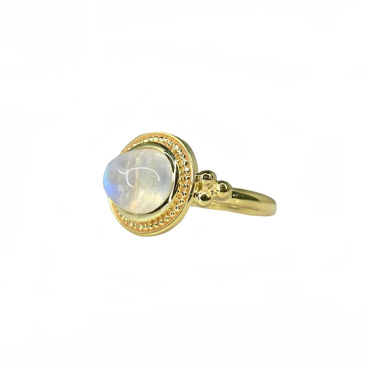 14K Yellow Gold Ring size = 6.75 Timeless Gold Cluster Ring With Gemstone, Heirloom 14k Gold Diamond Ring, Gold Moonstone Ring For Formal Occasions, Gold Round Moonstone Ring For Formal Occasions, Classic Yellow Gold Moonstone Ring, Gold Domed Gemstone Rings, Timeless Round Moonstone Ring, Fine Jewelry Domed White Gold Ring, Heirloom Gold Halo Ring