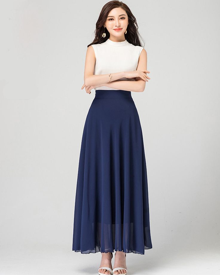 * A long skirt with fixed waist and side zipper. * A-line shape and wide hem, can make you look more taller and slimmer. * Made of pearl chiffon and fully lined. * Can custom make waist size and skirt length. * Material: 100% polyester * Size: True to US size, US 0-US 20 are available, you can let us know your usual size and height in your order. * Shipping: Free shipping Processing time : 5-7 Business days Delivery time : 7-20 Business days Tracking number available If you need rush order or ex Chic A-line Flowy Maxi Dress, Solid Color Flowy Dress With Lined Skirt, Flowy A-line Maxi Skirt With Lining, Solid Flowy Dress With Lined Skirt, Chic Maxi Length Pleated Lined Skirt, Chic Maxi Length Lined Pleated Skirt, Chic Pleated Maxi Skirt For Summer, Chic Maxi Length Pleated Skirt With Lining, Chic Maxi Pleated Skirt For Summer