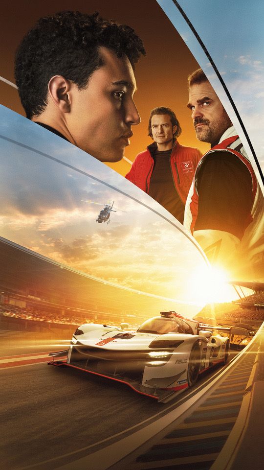 the movie poster for fast and furious with two men facing each other in front of a sunset