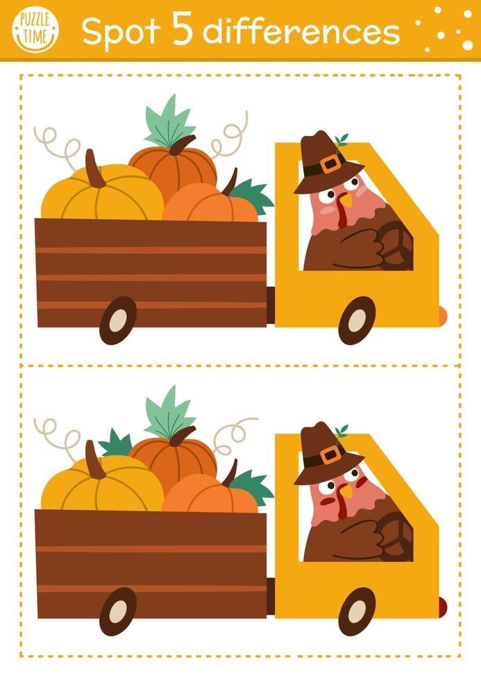 a truck with pumpkins on it and the words spot 5 differences