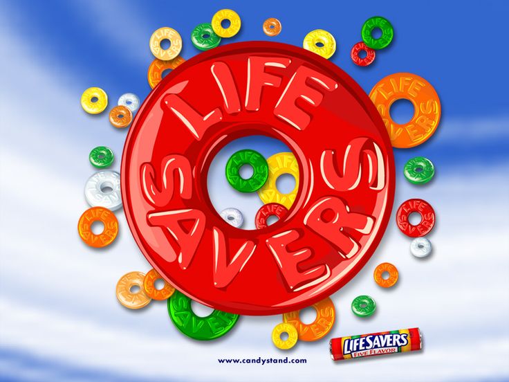 the words life savers are surrounded by colorful donuts