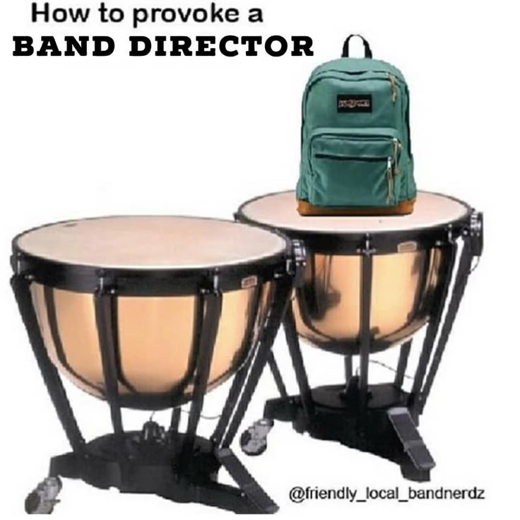 there are two large drums and a backpack on the same drum stand, with text overlay that reads how to provide a band director