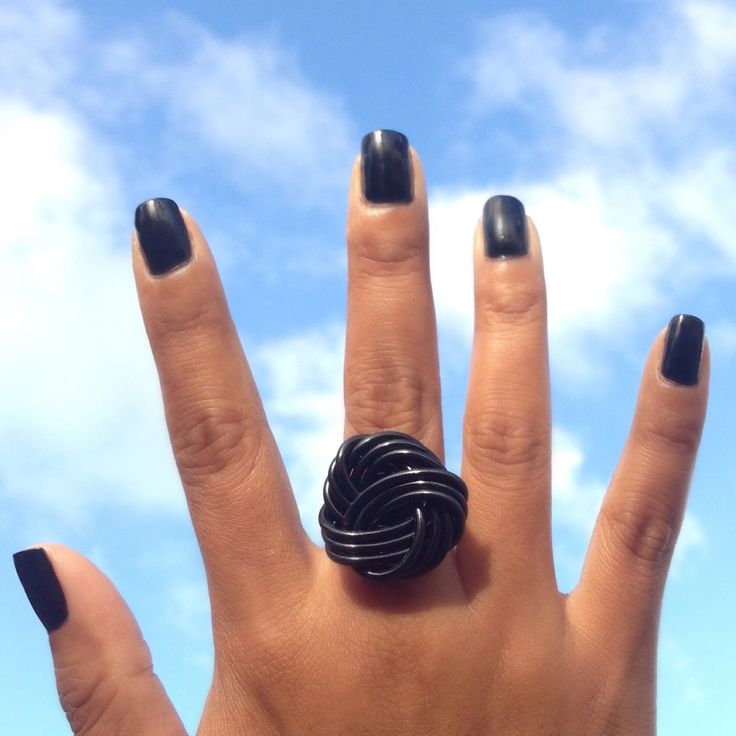 BLACK BAY KNOT RING -  Aren't these just the cutest rings! Such a fun accessory to add color to your outfit, mixing or matching with your nail colors and brightening up your day. This cute, fun, and funky rings are handmade and totally unique. Made with anodized aluminum, it's lightweight and waterproof. Half sizes and other sizes not listed are available; let me know in the comments at checkout. * 25 x 25mm * 100% anodized aluminum * Handcrafted in Chicago Note: Please keep in mind that slight Trendy Adjustable Rings For Party, Trendy Adjustable Rings For Parties, Adjustable Trendy Party Rings, Adjustable Black Rings For Party, Adjustable Black Party Rings, Adjustable Black Party Ring, Cute Adjustable Rings For Parties, Cute Adjustable Party Rings, Adjustable Cute Party Rings