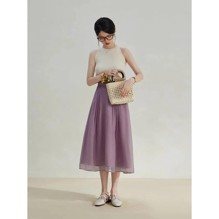 Discover Timeless Elegance Step into style with our Elegant High-Waist A-Line Mid-Calf Skirt, designed for the modern office lady who values sophistication and comfort. Crafted with a blend of high-quality nylon and polyester, this skirt epitomizes effortless elegance and durable wear. Its solid color and clean lines ensure it pairs seamlessly with both formal and casual tops, making it a versatile addition to your wardrobe. Features That Stand Out Empire Waistline: Enhances your silhouette, creating a flattering figure. Quality Fabric: Made with 51.1% Nylon and 48.9% Polyester, offering durability and comfort. Non-Stretch Broadcloth: Keeps its shape while offering a structured, polished look. Mid-Calf Length: Perfect for both office settings and social gatherings. Size chart Size Side Len Elegant High Waist Pleated Skirt For Summer, Elegant Purple Maxi Skirt, Versatile Midi Skirt For Summer, Versatile Pleated Summer Skirt, Feminine Pleated Skirt For Summer, Feminine Relaxed Pleated Skirt For Summer, Versatile High Waist Spring Skirt, Purple Casual Pleated Skirt For Summer, Versatile Spring Maxi Skirt For Work