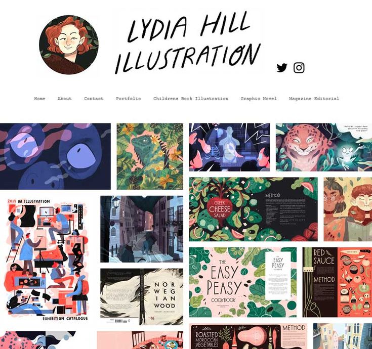 a collage of images with the words lidia hill illustration