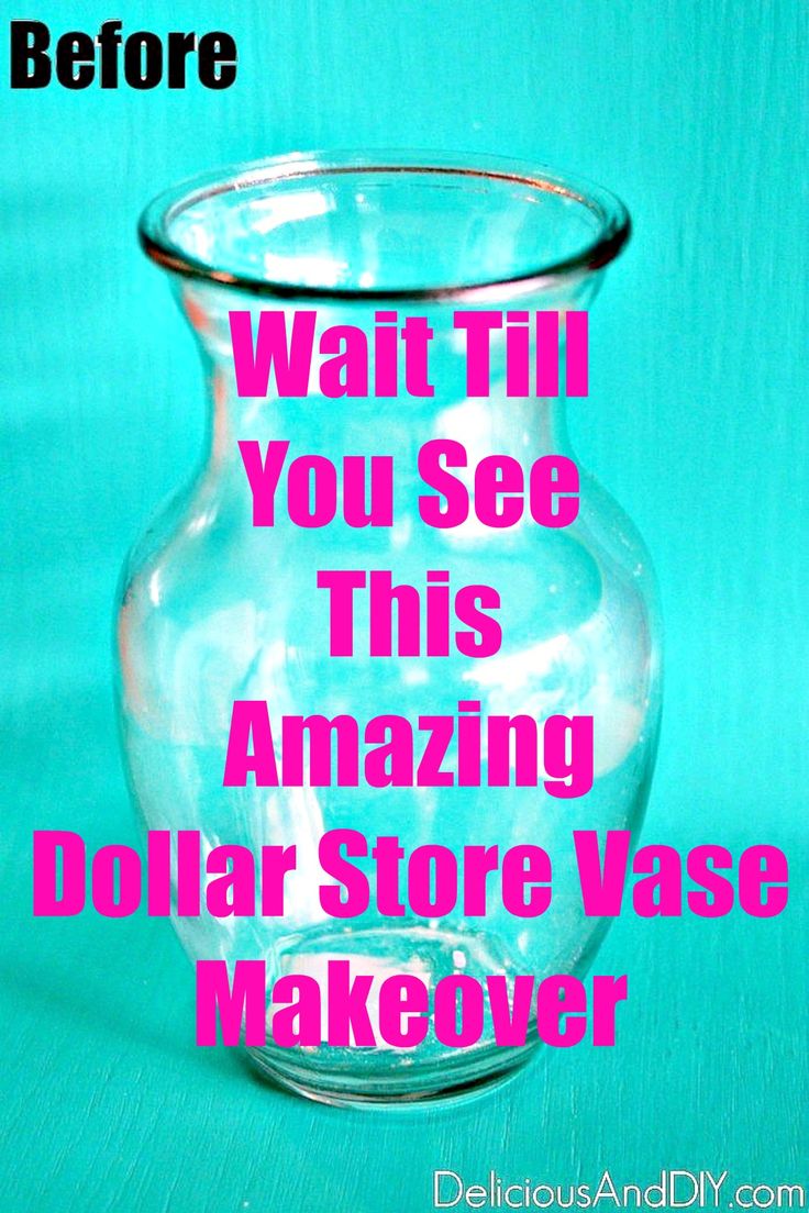 a clear vase sitting on top of a blue background with the words, wait till you see this amazing dollar store vase makeover