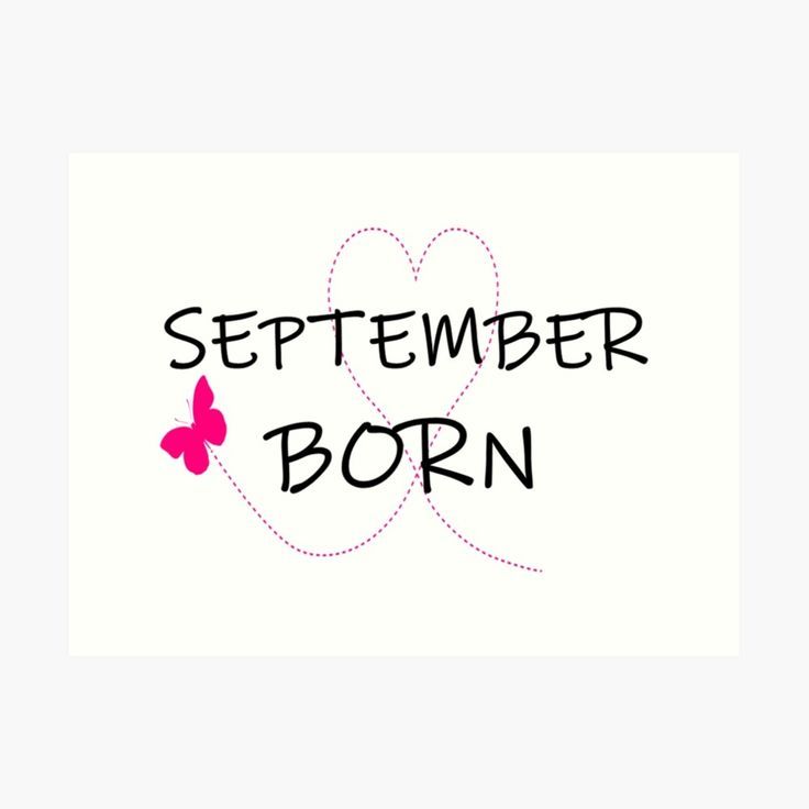 a pink butterfly with the words,'september born'in black ink on a white background