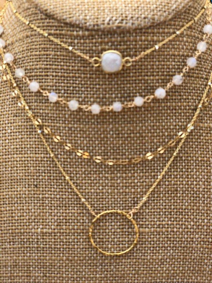 Moonstone beaded necklace Moonstone is considered a good luck stone, it can reunite lovers who have quarreled, and is an excellent stone to use in mediation to understand oneself. Energies- Love, Power, Healing, Luck Birthstone- April, June, August, October ✦ Details ✦ ✧ Choose from 14k gold filled, rose gold filled or sterling silver ✧ Moonstone beads are 4mm ✧ Necklace is wire wrapped with 14k gold filled, rose gold filled or sterling silver wire ✧ Necklace is 14 inches long with a 2 inch exte Love Power, Layered Necklaces Silver, Dangle Hoop Earrings, Wire Necklace, Moonstone Beads, Necklace Minimalist, Layering Necklace, Beads And Wire, Short Necklace