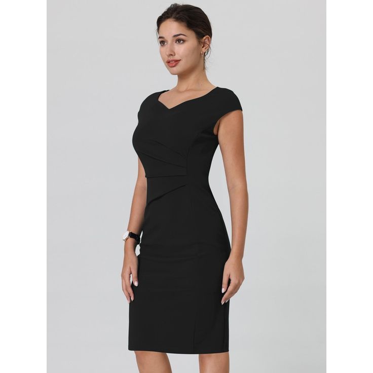 This dress can be a perfect addition to almost any outfit from formal to daily wear, great for work, meetings, offices, businesses, work, parties, cocktails, weddings, casual, everyday dressing, etc. Pair with a delicate necklace and heels for a chic office look. Comfortable and classic, this ruched sheath dress is perfect on its own or as a layer under a blazer or jacket. V-neck Office Lady Bodycon Dress, Fitted Solid Color Bodycon Dress For Formal Occasions, Solid Color Sheath Bodycon Dress For Formal Occasions, Fitted Office Lady Bodycon Dress For Career, Fitted Bodycon Dress For Office With Flattering Silhouette, Fitted Bodycon Dress For Office, Solid Short Sleeve Bodycon Dress For Formal Occasions, Fitted V-neck Bodycon Dress For Work, Classic Fitted Bodycon Dress For Formal Occasions