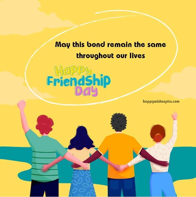 a group of people standing next to each other with the words happy friend day above them