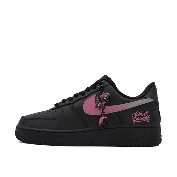 Custom Air Force 1 Low Pink Black Make a bold statement with the Custom Air Force 1 Low Pink Black. These custom sneakers feature a striking combination of vibrant pink and classic black, designed to turn heads and elevate your style. Key Features: Vibrant Pink and Classic Black: The dynamic contrast between vibrant pink and classic black creates a visually appealing look. This color combination adds a touch of modern flair while maintaining a timeless appeal. Premium Materials: Made from high-quality leather and fabric, these sneakers ensure durability and comfort. The premium materials provide a luxurious feel and long-lasting wear. Unique Design Elements: The custom pink and black design adds a personalized touch to the classic Air Force 1 silhouette. This unique combination makes these Nike Air Force 1 With Contrast Sole For Streetwear, Nike Air Force 1 Black Urban Streetwear, Pink Custom Sneakers With Contrast Sole For Streetwear, Sporty Pink Nike Air Force 1 For Streetwear, Pink Urban Sneakers For Sports, Black Nike Air Force 1 Synthetic For Streetwear, Casual Pink Nike Air Force 1 For Streetwear, Pink Nike Air Force 1 Synthetic For Streetwear, Pink Nike Air Force 1 For Streetwear