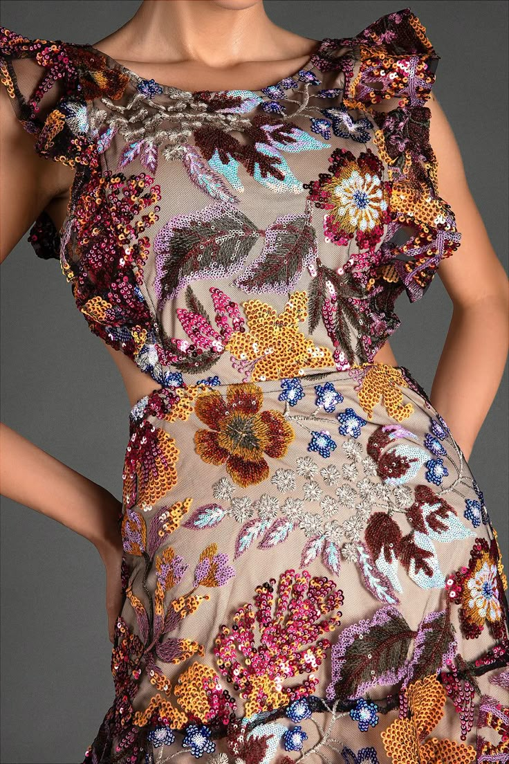 Glamorous Floral Print Dresses For Party Season, Spring Sequin Dress With Floral Embroidery, Festive Contrast Sequin Mini Dress, Festive Mini Dress With Contrast Sequin, Spring Floral Embroidery Sequin Dress, Spring Evening Embellished Embroidered Dress, Embellished Spring Evening Embroidered Dress, Glamorous Floral Print Gala Dress, Glamorous Floral Print Dress For Gala